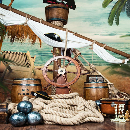 Digital Background Summer Ocean Backdrop Beach Background for Photo Studio KH04834