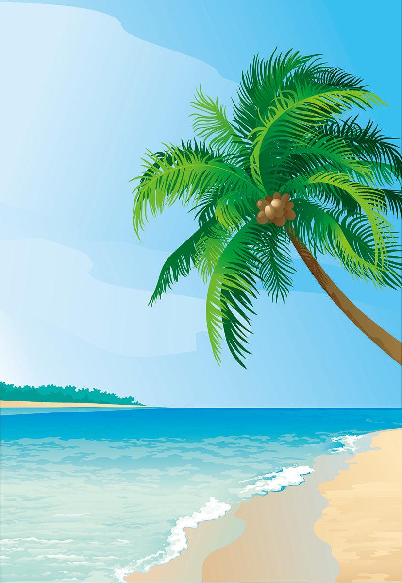 Beach Digital Backdrop Palm tree Background Summer for Photography KE22154