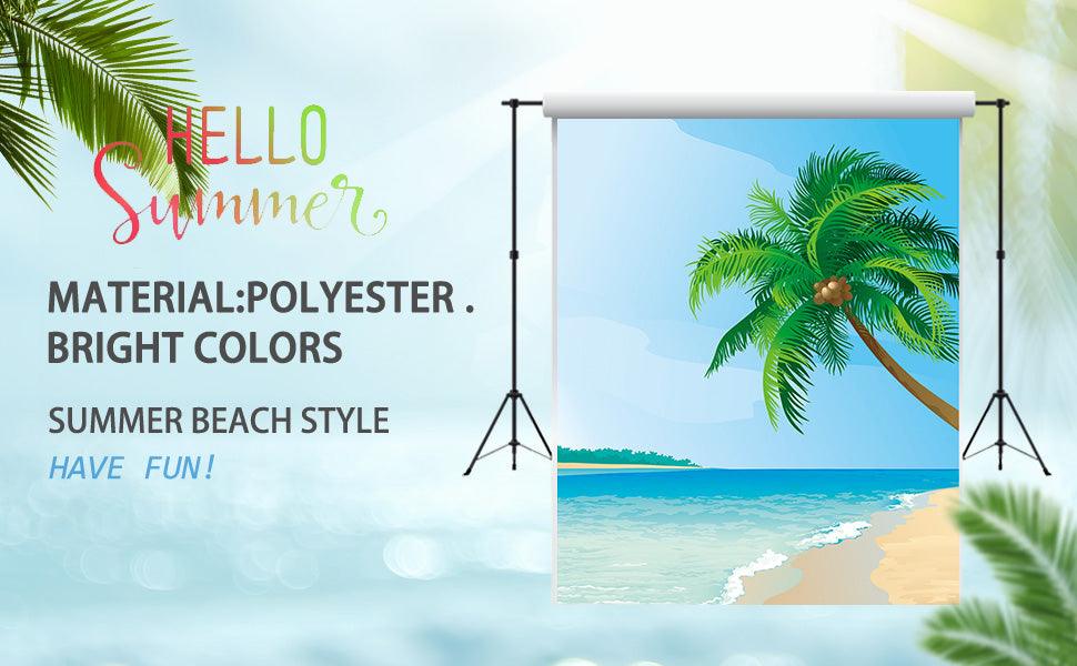 Beach Digital Backdrop Palm tree Background Summer for Photography KE22154
