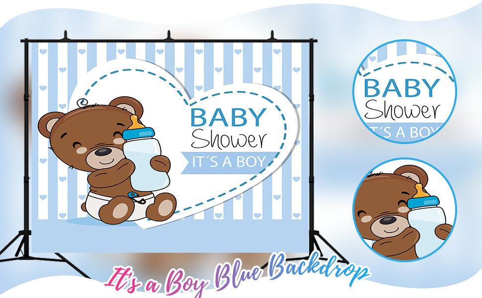 Brown Teddy Bear Baby Shower Backdrop Boy Baby Shower KEH01882