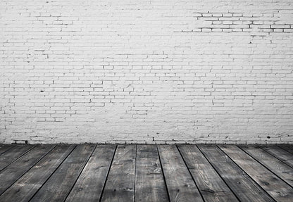 White Brick Wall Gray Wood Photography Backdrops
