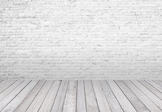 White Brick Wall White Wood Photography Backdrops