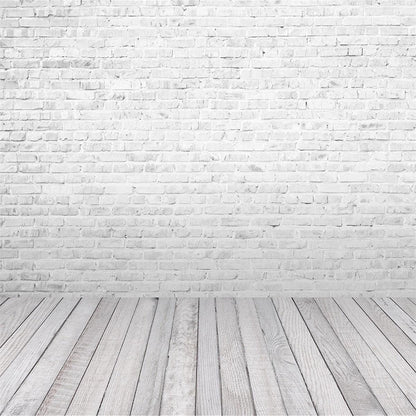 White Brick Wall White Wood Photography Backdrops