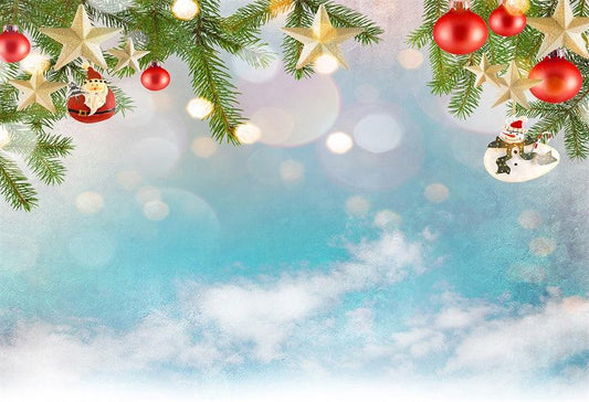 Cloud Gold Star Christmas Photo Backdrops for Picture
