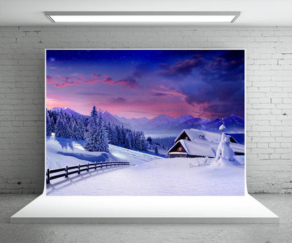Night Winter Country Photography Backdrop Snow Background