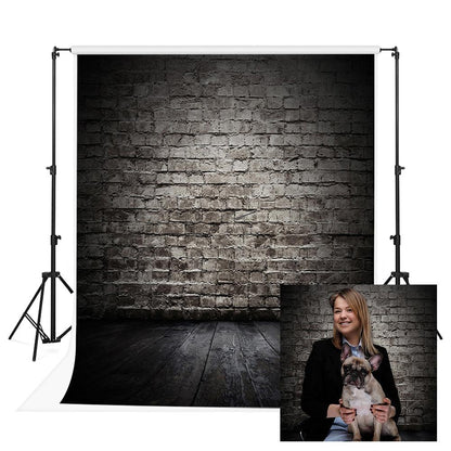 Retro Black Brick Wall Photography Backdrop Portrait Background for Photography KH02555