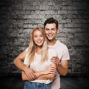 Retro Black Brick Wall Photography Backdrop Portrait Background for Photography KH02555