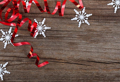 Christmas Gift Wood Wall Photography Backdrop Snowflake Background