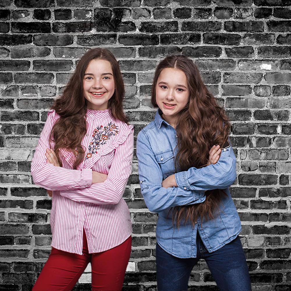 Black White Gray Brick Pattern Backdrop for Photo Studio Photography KH03376