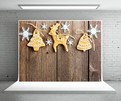 Snow Biscuits Wood Wall Photo Backdrop Christmas Photography Background