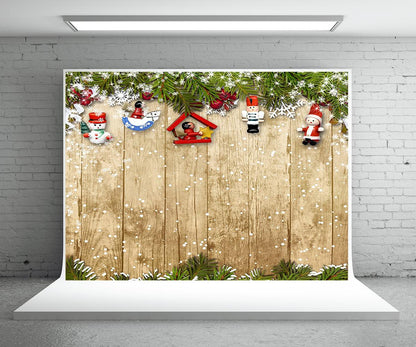 Snow Wood Wall Photography Backdrop Christmas Background