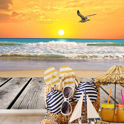 Seaside Sunset Scenery Photo Backdrop Seagulls Photography Background Blue Sky Photo Studio Props KH04686