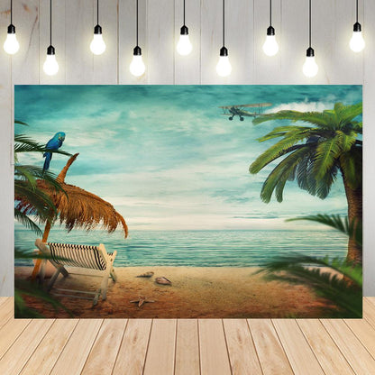 Digital Background Summer Ocean Backdrop Beach Background for Photo Studio KH04834