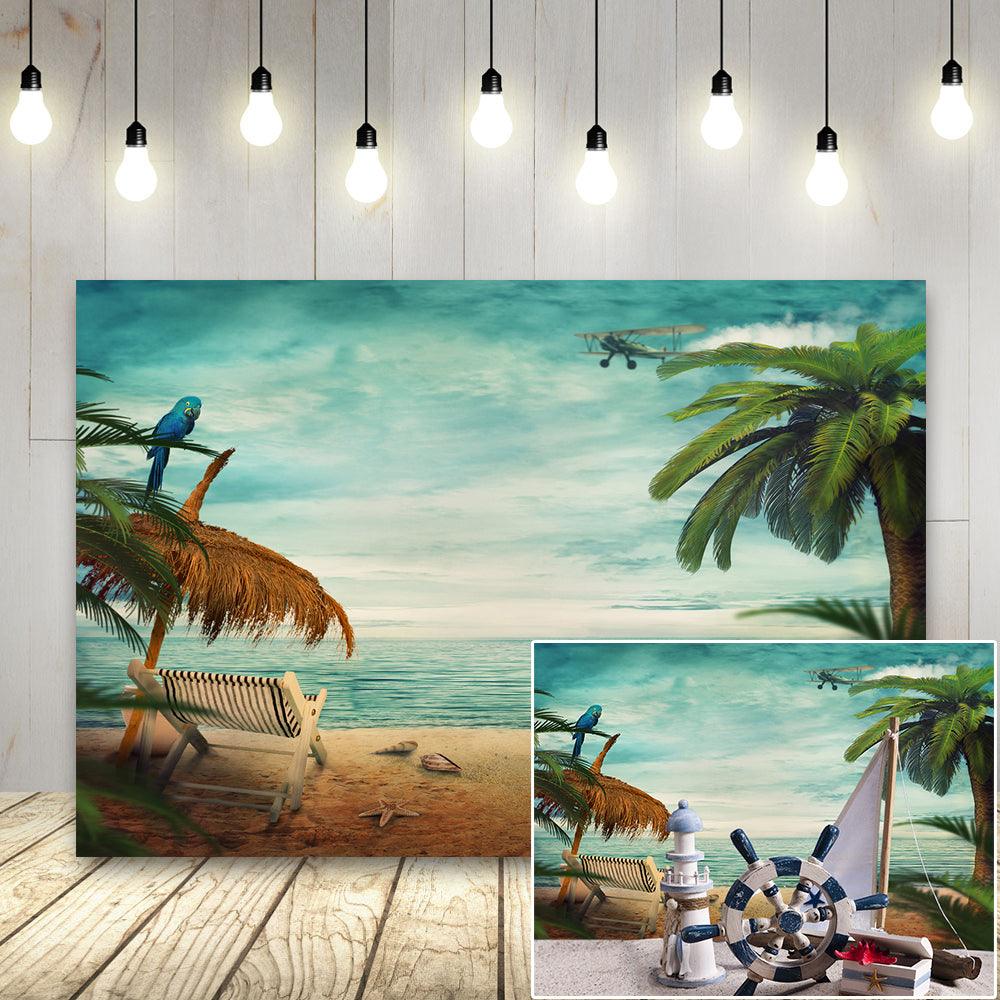 Digital Background Summer Ocean Backdrop Beach Background for Photo Studio KH04834