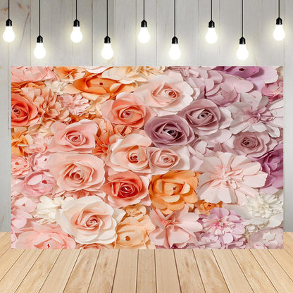 Pink Flower Background Floral Wall Backdrop for Party Photoshoot KH04991