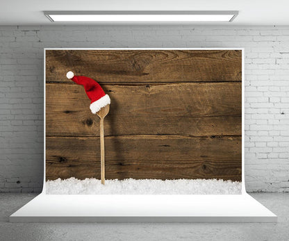 Christmas Wood Wall Photography Backdrop Christmas hat Background