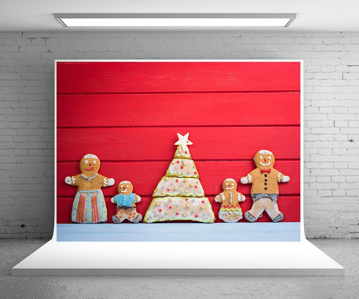 Red Christmas Wood Wall Photography Backdrop