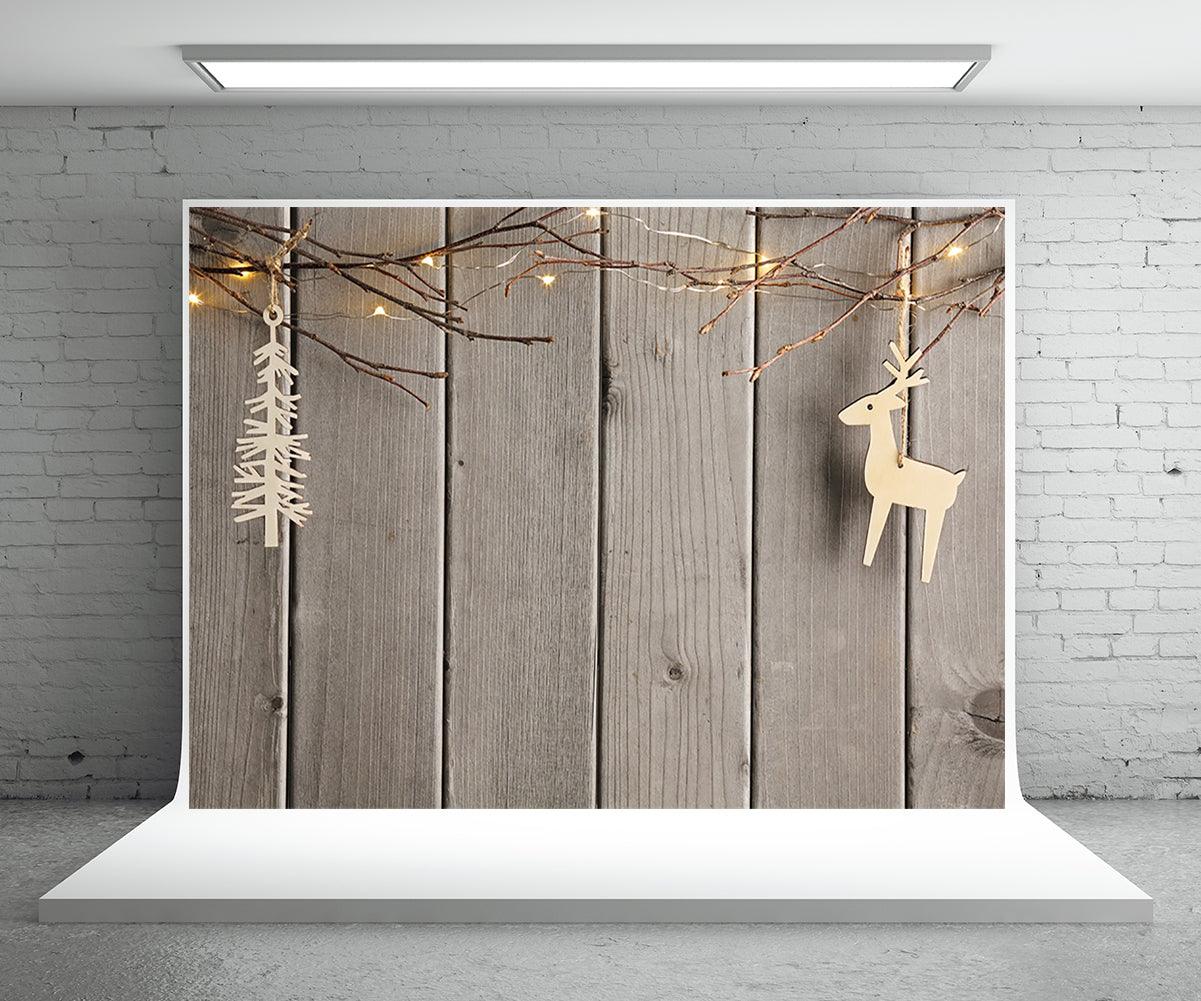 Christmas Wood Wall Photography Backdrop Star Background