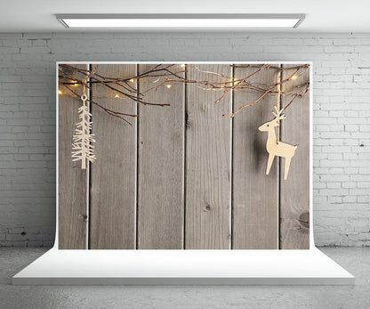 Christmas Wood Wall Photography Backdrop Star Background