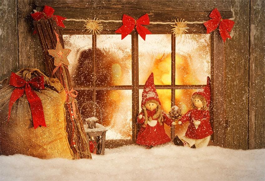 Snowflake Butterfly Wood Window Christmas Backdrop