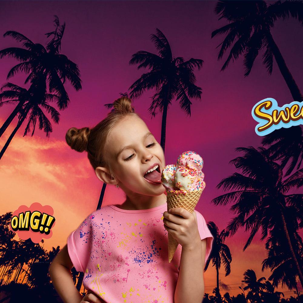 Hawaiian Sunset Palm Tree Photo Backdrop for Photo Studio KH06312