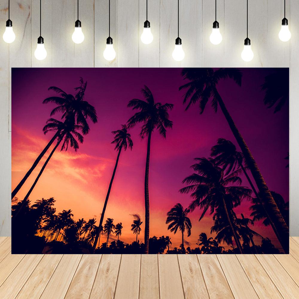 Hawaiian Sunset Palm Tree Photo Backdrop for Photo Studio KH06312