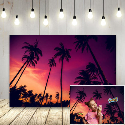Hawaiian Sunset Palm Tree Photo Backdrop for Photo Studio KH06312