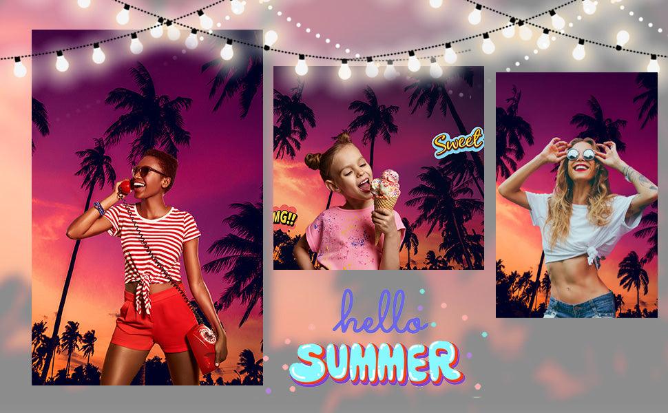 Hawaiian Sunset Palm Tree Photo Backdrop for Photo Studio KH06312