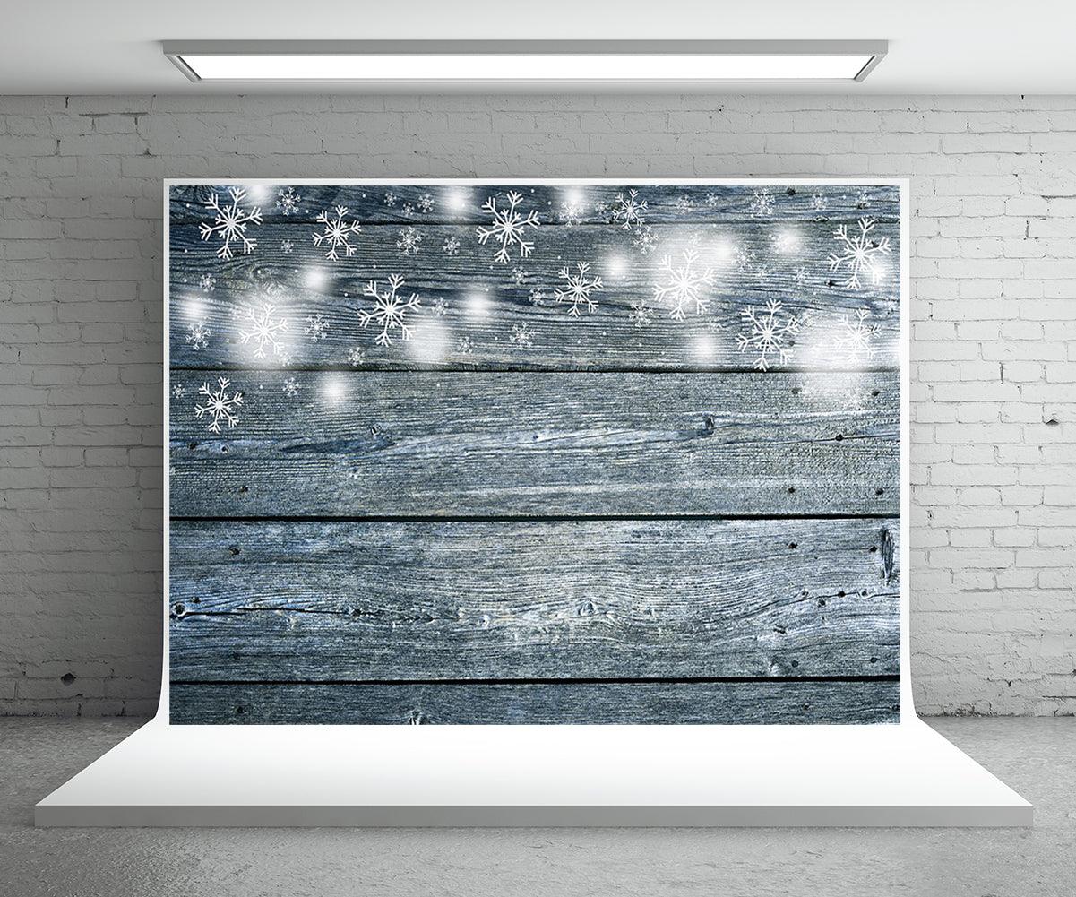 Christmas clear snowflake wooden wall photography background