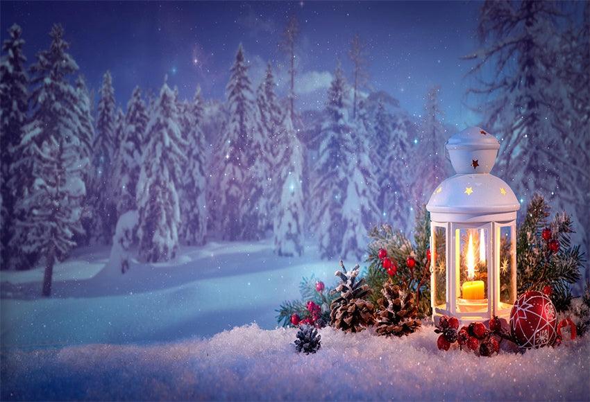 Winter Snow Window Pine Forest Christmas Backdrops