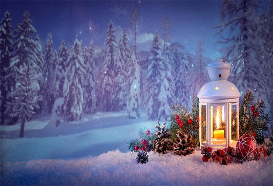 Winter Snow Window Pine Forest Christmas Backdrops