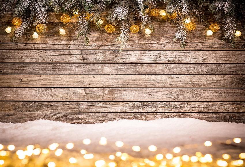 Christmas Photography Backdrop Wood Wall Snow Background