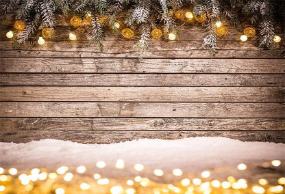 Christmas Photography Backdrop Wood Wall Snow Background