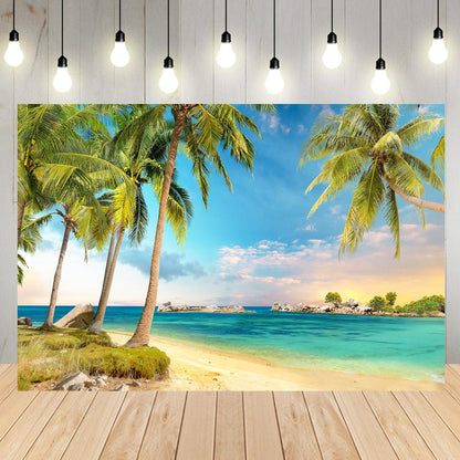 Tropical Natural Summer Sunset Over Sea Beach Backdrop for  Party Decoration KH12580