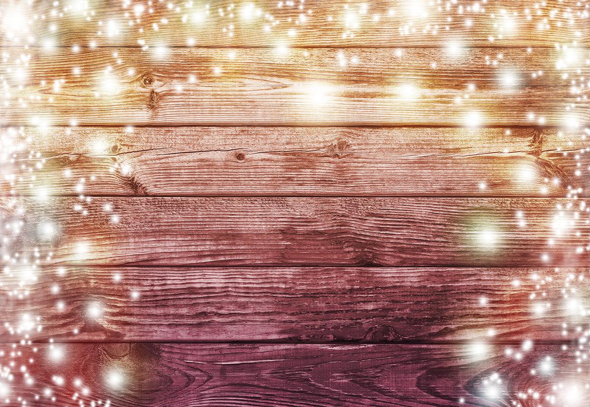 Light Snowflake Wood Wall Photography Backdrop for Christmas