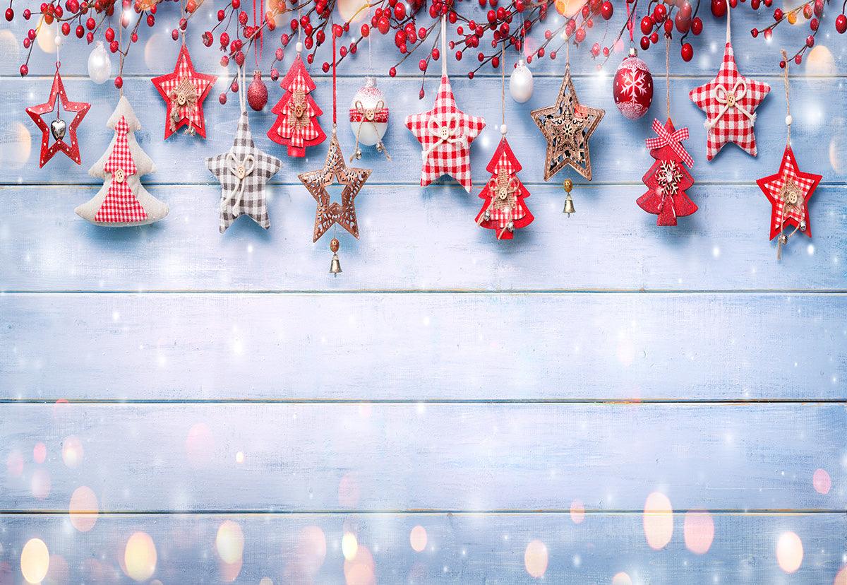Christmas Wood Wall Photography Backdrop Star Tree Background