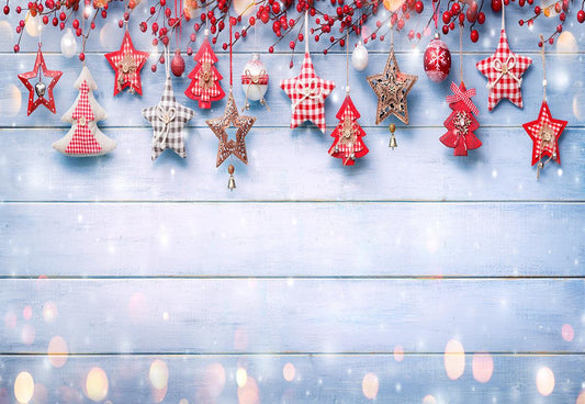 Christmas Wood Wall Photography Backdrop Star Tree Background