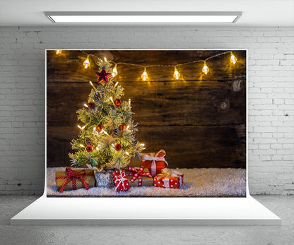 Christmas Tree Photography Backdrop Light Wood Background