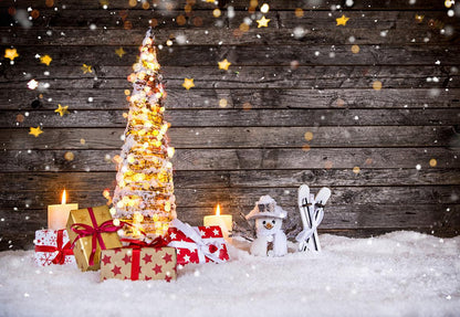 Light Christmas Tree Photography Backdrop Snow Background