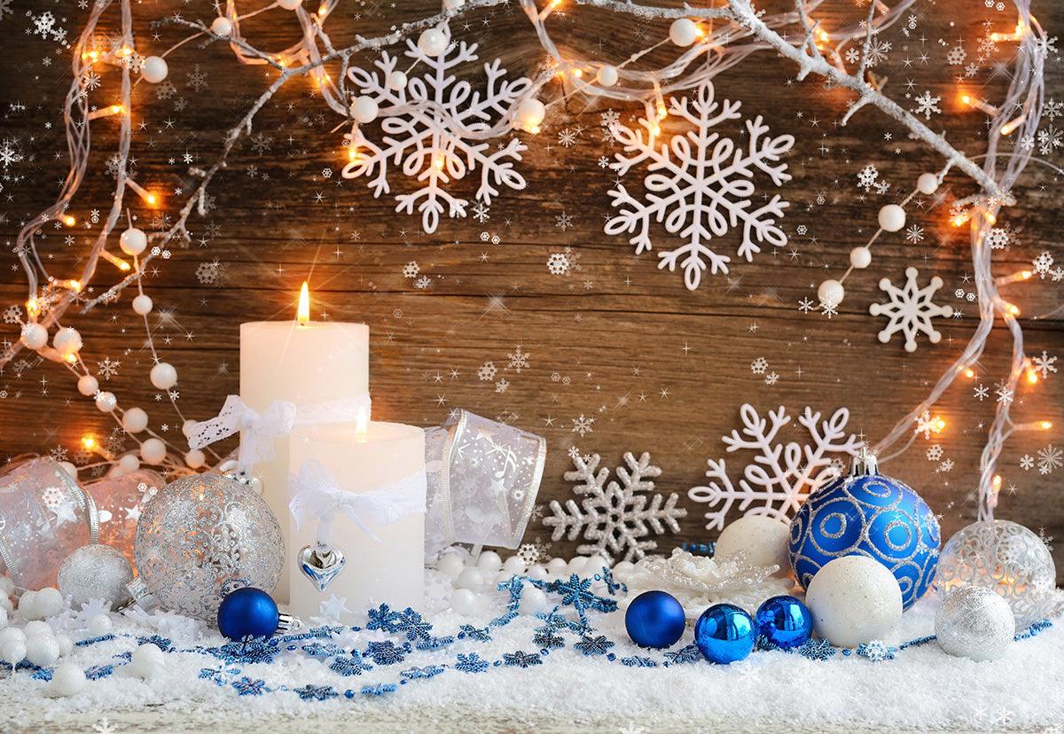 Christmas Snowflake Wood Wall Photography Backdrop