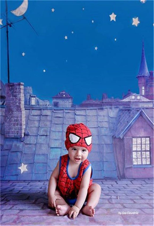 Castle Moon Star of Night Stone Birthday Backdrop for Kids Newborn