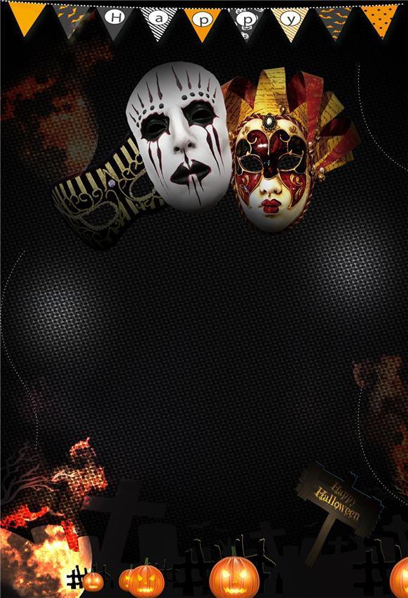 Happy Halloween Mask Prom Backdrop for Party
