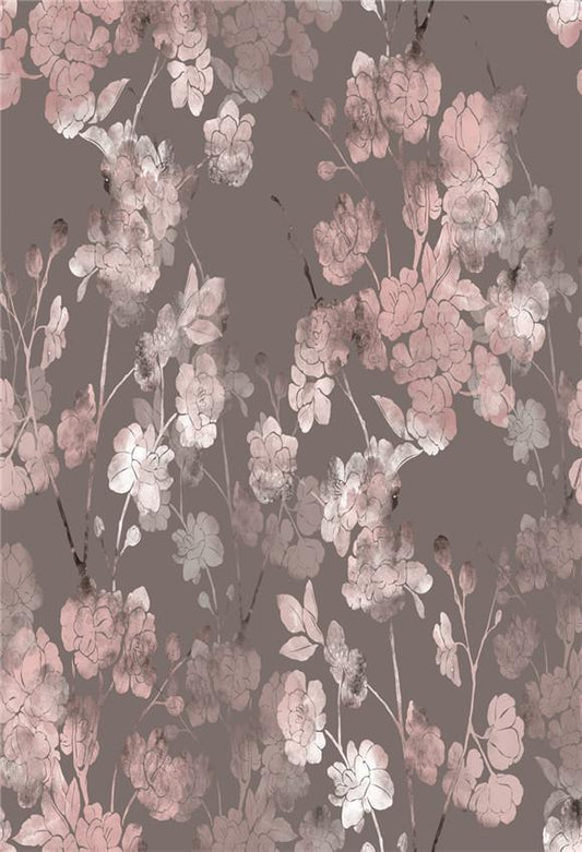 Pink Flowers Grey Abstract Backdrops