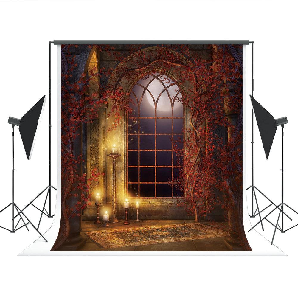 Red Maple Leaves Fall Backdrops for Studio