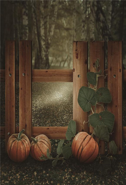 Fall Wood Fence Pumpkin Photo Backdrops for Studio