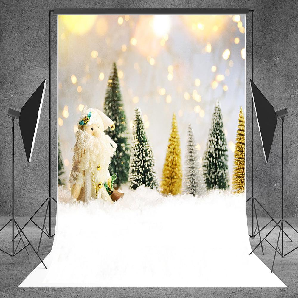 Bokeh Pine Christmas Snow Backdrop for Picture