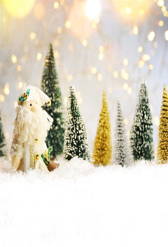 Bokeh Pine Christmas Snow Backdrop for Picture