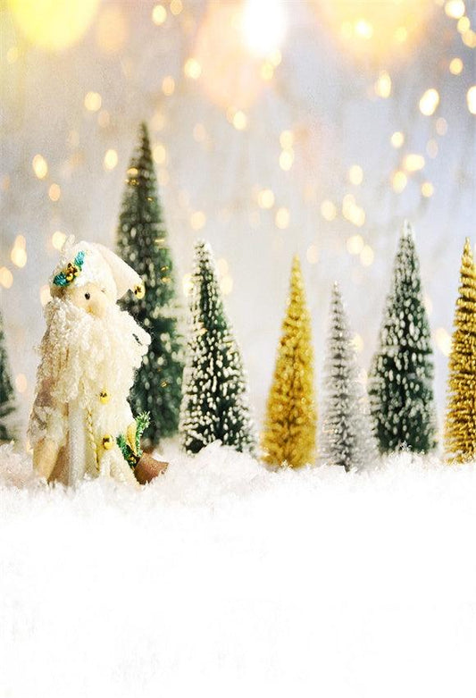 Bokeh Pine Christmas Snow Backdrop for Picture