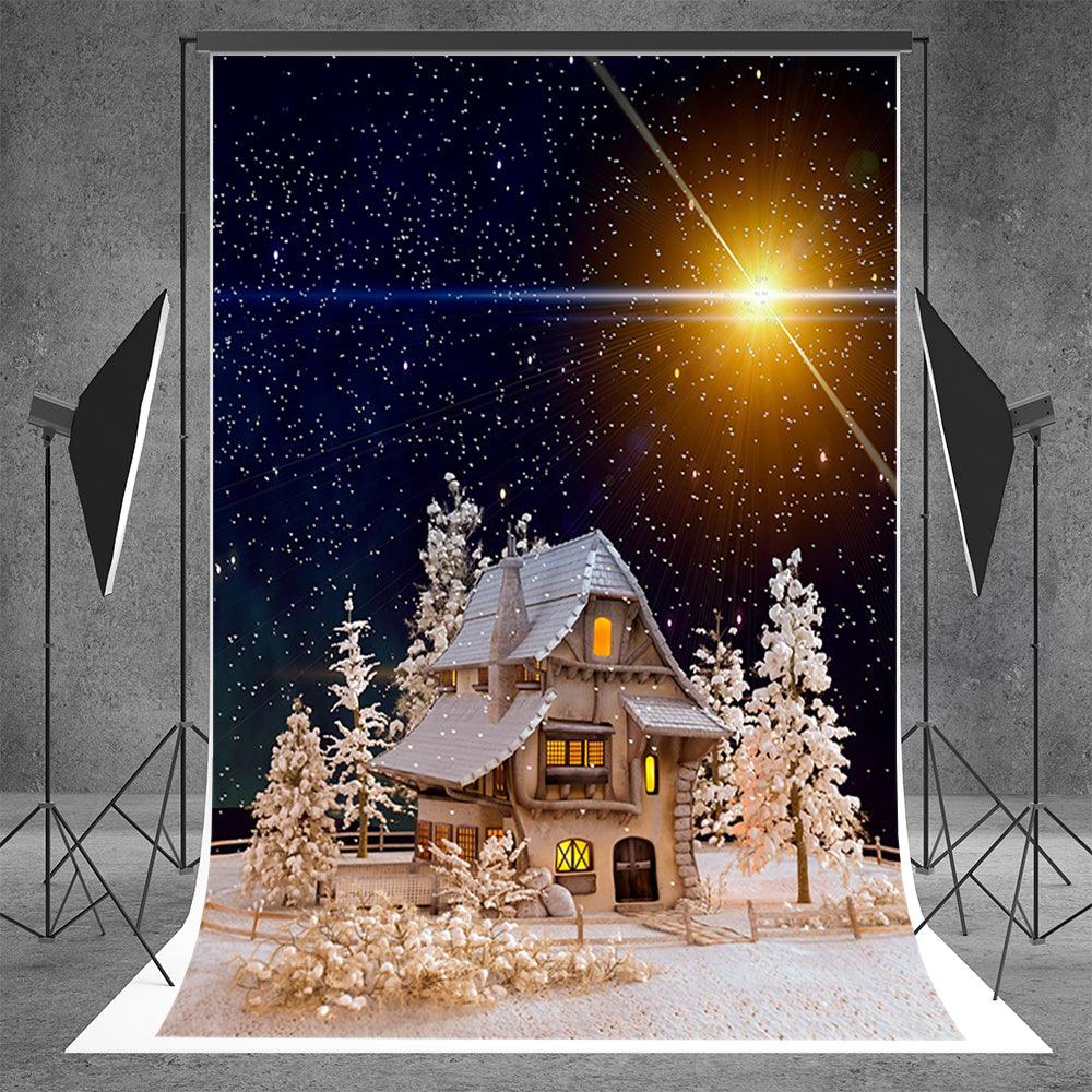 Christmas Night of Wonderland House Snow Flake Backdrops for Studio