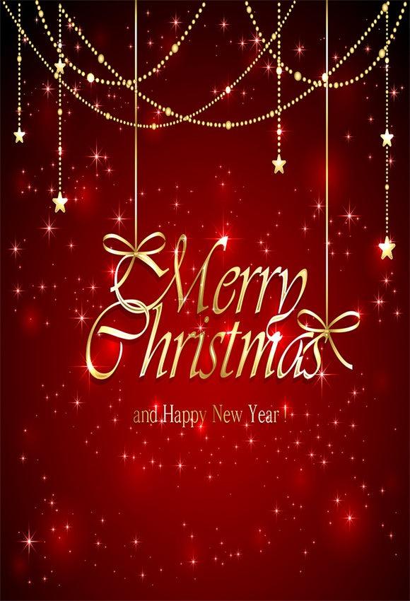 Merry Christmas Burgundy Gold Glitter Backdrop